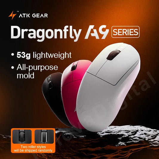 ATK Dragonfly A9 Ultra Wireless Gaming Mouse PAW3950, Tri-Mode 8K Gaming Mouse, Ultra-Lightweight Ergonomic Wireless Gaming Mouse for FPS & Esports