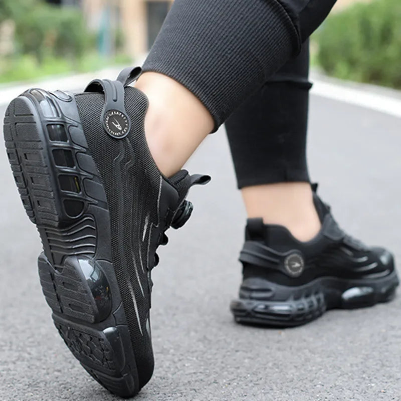 Men Ankle Work Safety Shoes Synthetic Upper Rubber Outsole Anti-Slip Wide Toe Box Anti-impact and Anti-piercing Shoes Men