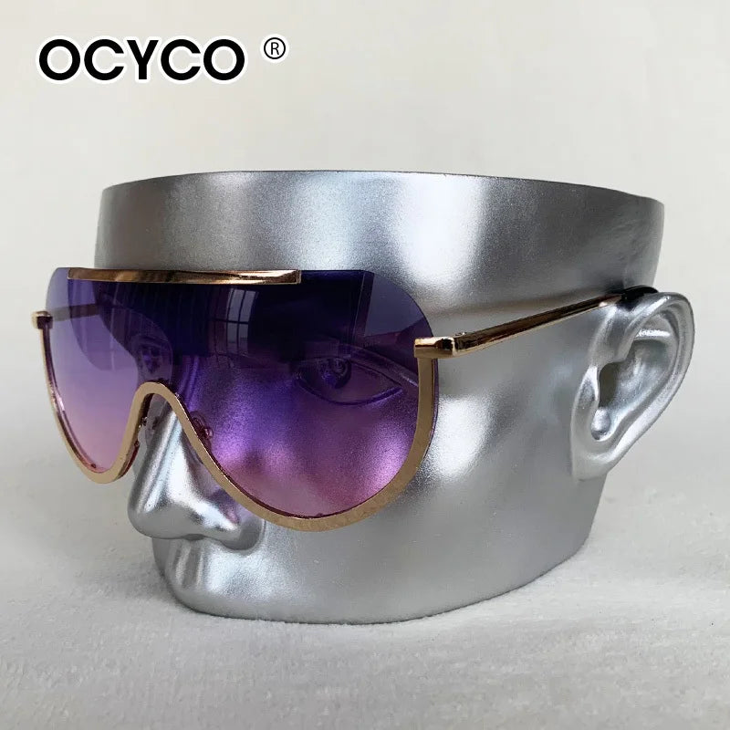2026 Oversized Metal Rimless Integrated Windproof Sunglasses For Women Trends Y2k Luxury Brand Design Sun Glasses Unisex UV400