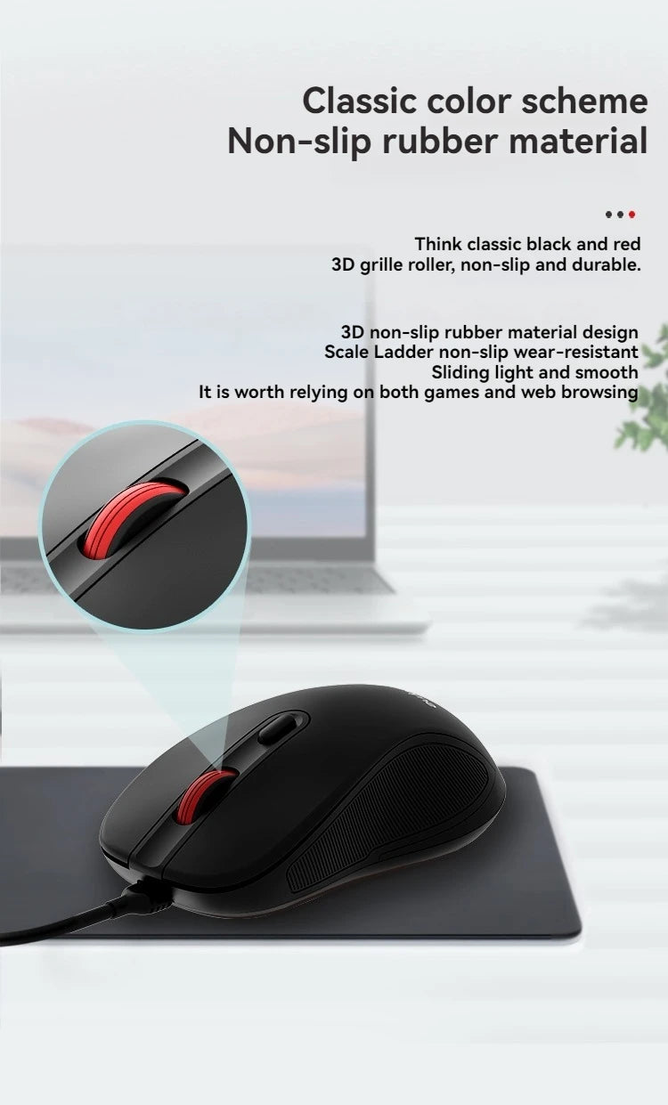 Original Lenovo Wired Mouse M10Pro USB Interface Driver-Free Gaming Office Simple Optical 6-Button Notebook Desktop Computer