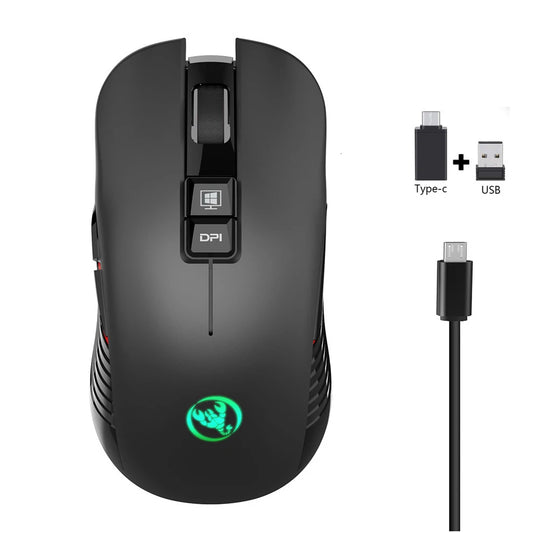 2.4G USB-C bezdrôtová myš, nabíjateľná herná myš 3600DPI, 7 tlačidiel, Type-C, tichá myš pre Macbook, notebook a PC, herná počítačová myš