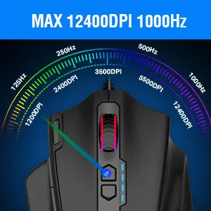 E-YOOSO X-41 Pro USB Wired Gaming Mouse RGB Backlit 12400 DPI 11 Buttons Programmable Ergonomic Mice for Work Computer PC Laptop