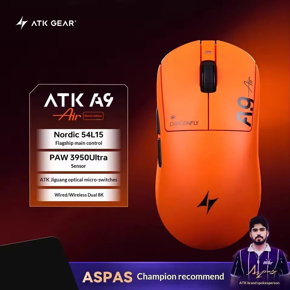 ATK Dragonfly A9 SE Plus Pro Max Ultra Wireless Gaming Mouse NearLink Ultra-lightweight Tri-mode Dual 8K Ergonomic E-sports Mice