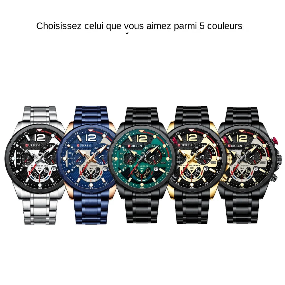 CURREN Watches Men's Sport Quartz Chronograph Wristwatches Luxury Stainless Steel Clock with Luminous Watch Relogio Masculino