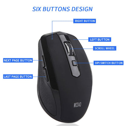 2.4G Wireless Mouse 6 Buttons Noiseless USB Type C 800/1200/1600 DPI Gaming Mouse with Type-C Receiver