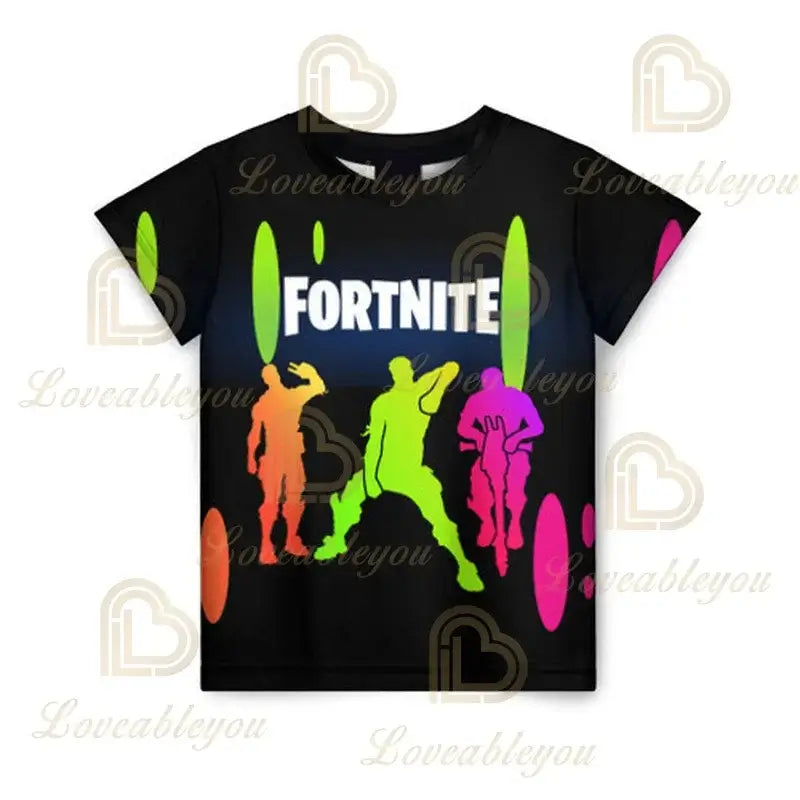 Dječja majica Cartoon Fortnite New Summer s 3D printom, za dječake i djevojčice, streetwear odjeća za odrasle i djecu, zabavna majica kratkih rukava s okruglim izrezom