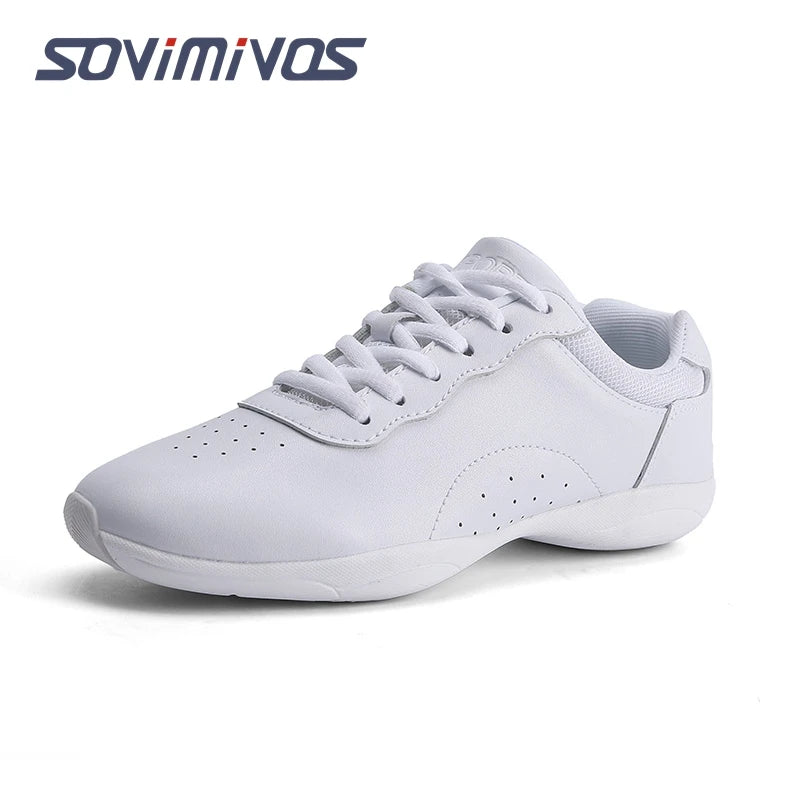 Zapatillas de baile para mujer, zapatillas deportivas planas y ligeras, zapatillas de gimnasia aeróbica de competición, zapatillas deportivas para fitness, zapatillas de baile blancas.