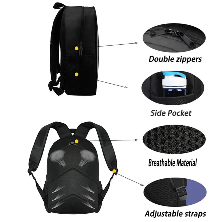 3Pcs Kids Backpack Set, Crossbody & Pencil Bag, FORTNITE Cartoon Bag, Lightweight for Boys Girls 5-10, Free 3D Printed Keychain