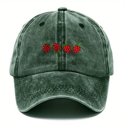 Strawberry printed baseball cap with adjustable sunshade, fashionable duckbill cap for both men and women, soft top design