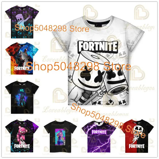 Dječja majica Cartoon Fortnite New Summer s 3D printom, za dječake i djevojčice, streetwear odjeća za odrasle i djecu, zabavna majica kratkih rukava s okruglim izrezom