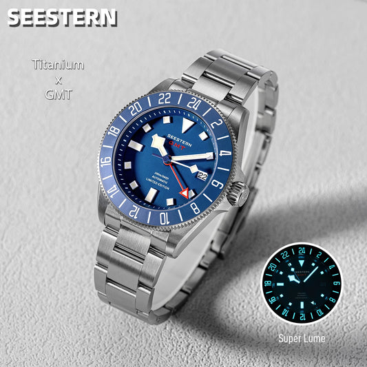 SEESTERN Titanium Diver Men of Watch GMT Automatic Mechanical Wristwatch NH34 Movement Sapphire Crystal 200M Waterproof Lume New