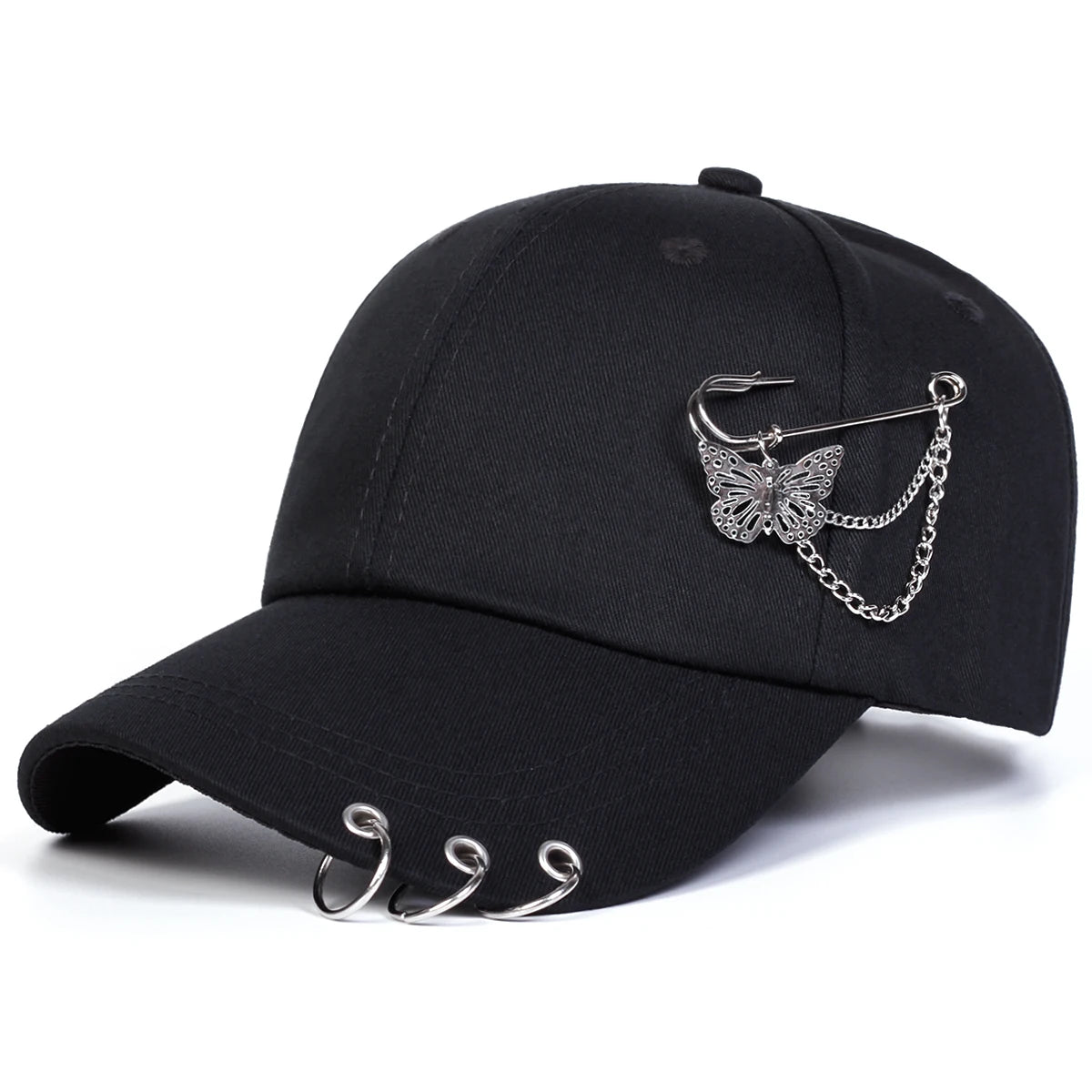 Unisex-Baseballkappen mit Schmetterlings-Eisenring für Frühling und Herbst – verstellbare Freizeitkappen für draußen – Sonnenschutzhut – Sportkappe