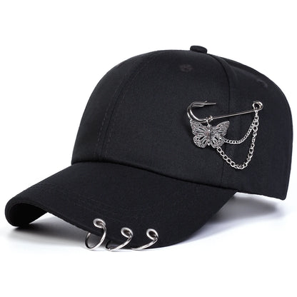 Unisex-Baseballkappen mit Schmetterlings-Eisenring für Frühling und Herbst – verstellbare Freizeitkappen für draußen – Sonnenschutzhut – Sportkappe