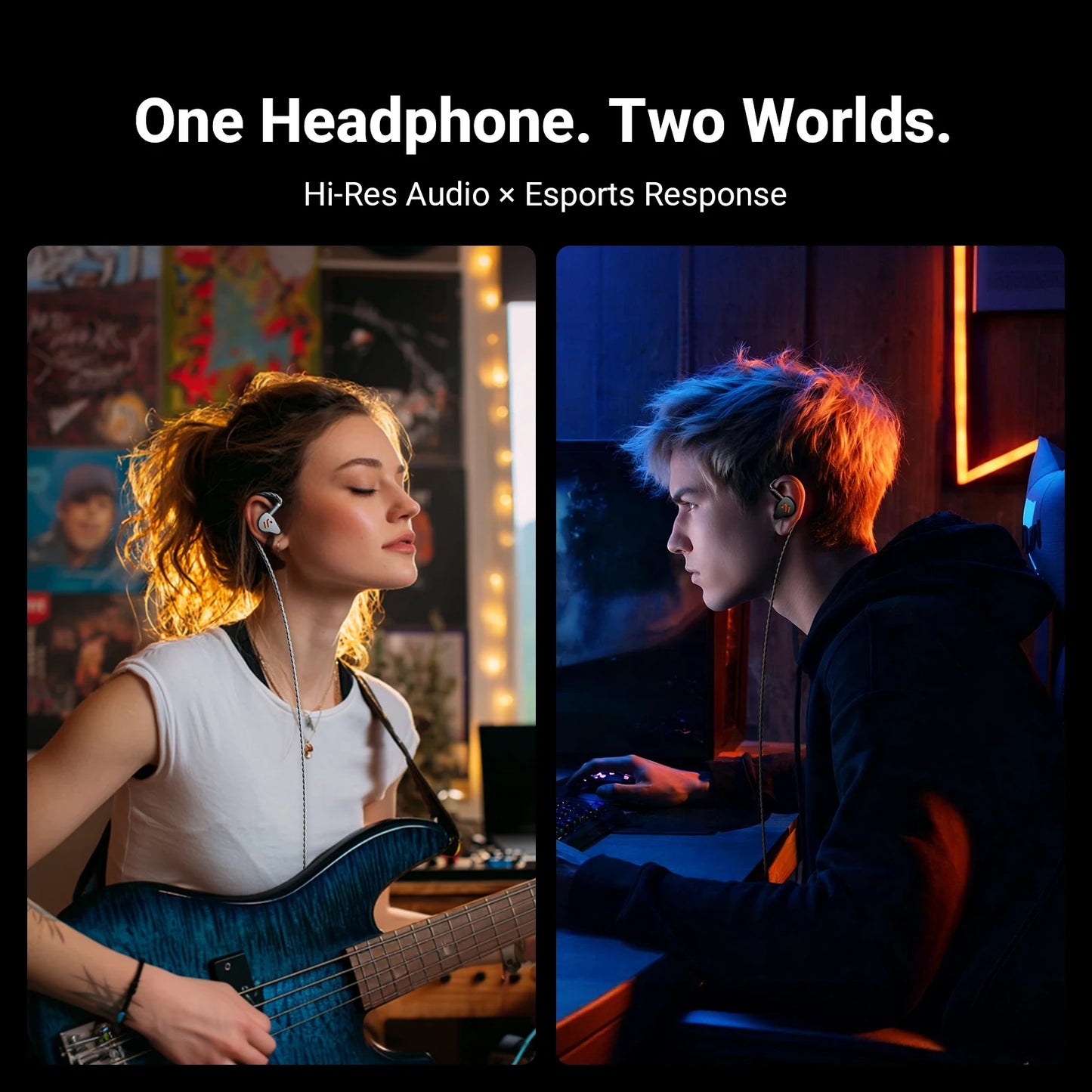 Fosi Audio IM4 HiFi Wired Earphones Open-Back Dynamic Driver IEM Headphones for Music Monitoring, Gaming & Professional Audio