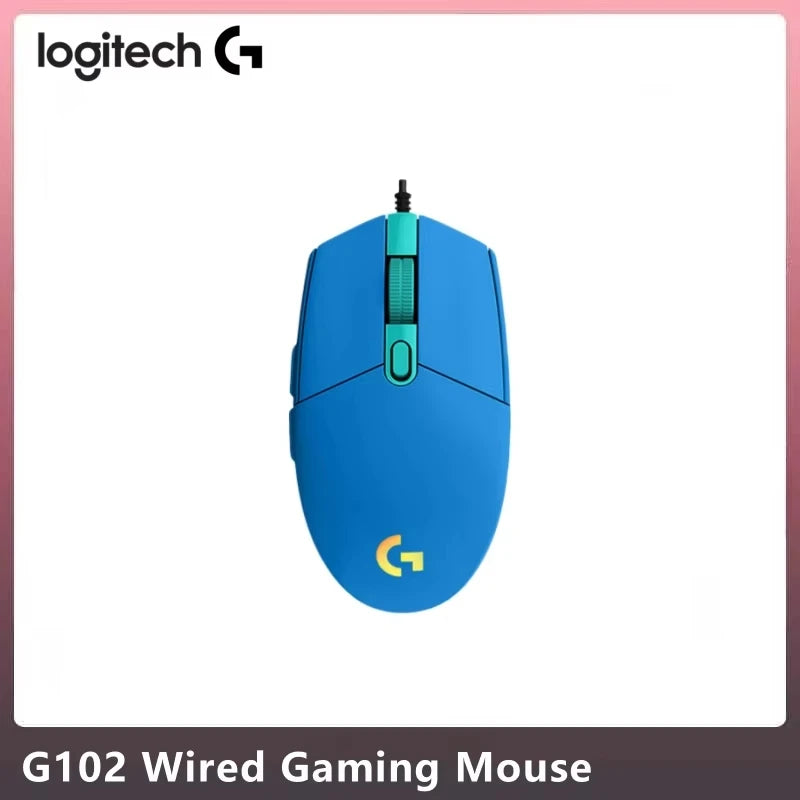 Logitech G102 G203 Wired Gaming Mouse 2.1 Meter Long Cable 8000 DPI RGB Effects for PC Laptop Office Gamer Flexible