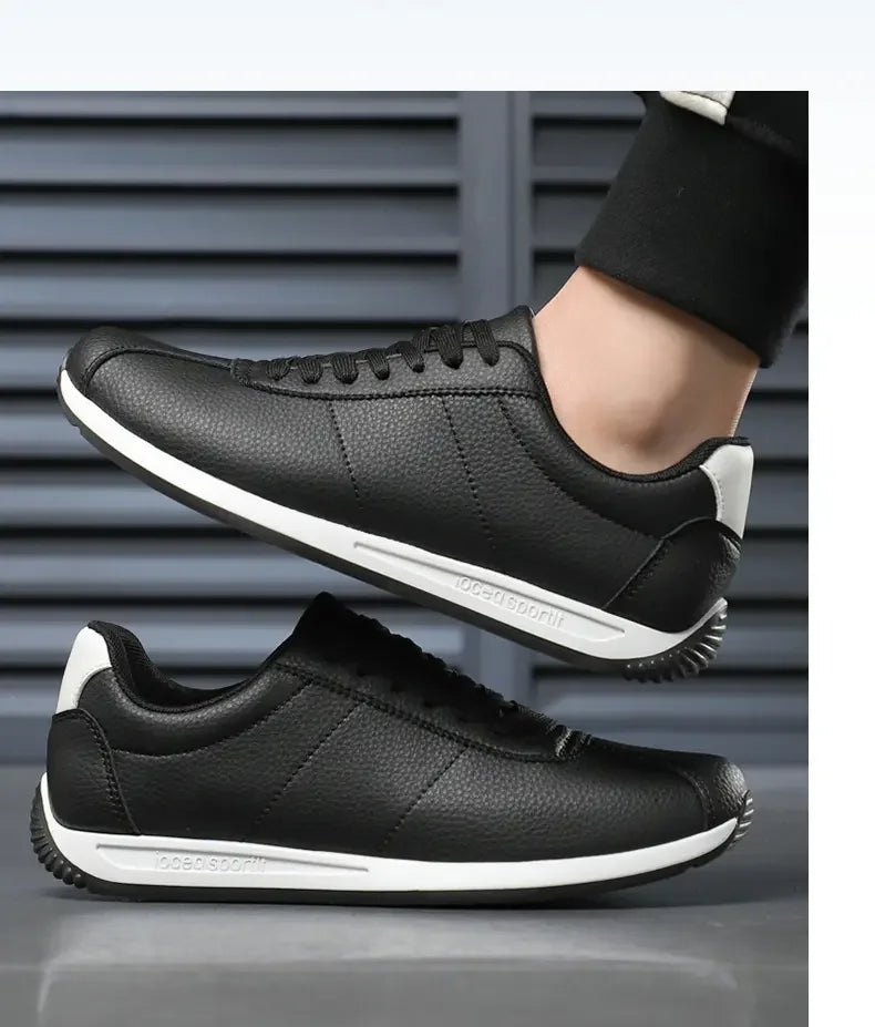 Zapatillas deportivas de cuero PU para tiempo libre, running, verano, moda, antideslizantes, montañismo, tenis, tendencia, superventas, para hombre, blancas, planas
