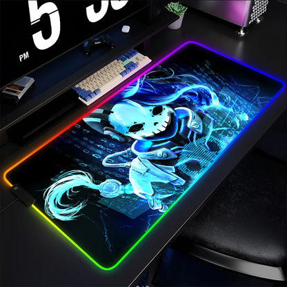 Podkładka gamingowa pod mysz i klawiaturę Overwatch Sombra, mata na biurko LED RGB, gumowa, kawaii, do notebooka