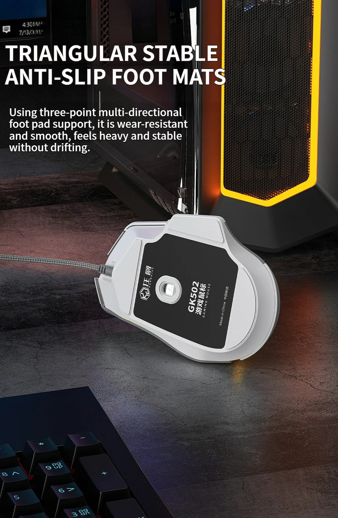Wired Mouse RGB Lights 10 Keys Macro Programming Gaming Chip 12800DPI Ergonomic Design Medium-Large Hand Gaming Mouse GK502