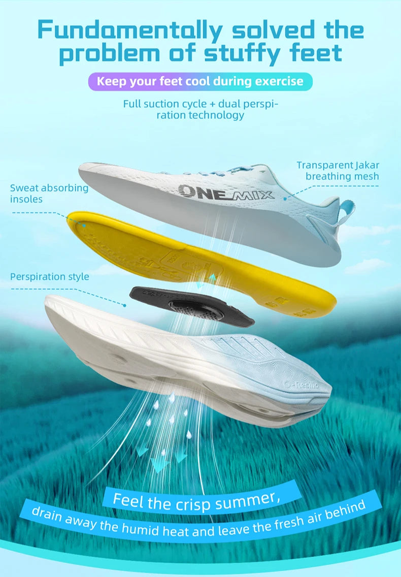 ONEMIX Sapatilhas de Running Casuais Respiráveis de Verão, Sapatilhas de Jogging Leves para Homem e Mulher, Calçado de Ginásio e Outdoor com Amortecimento para Desporto