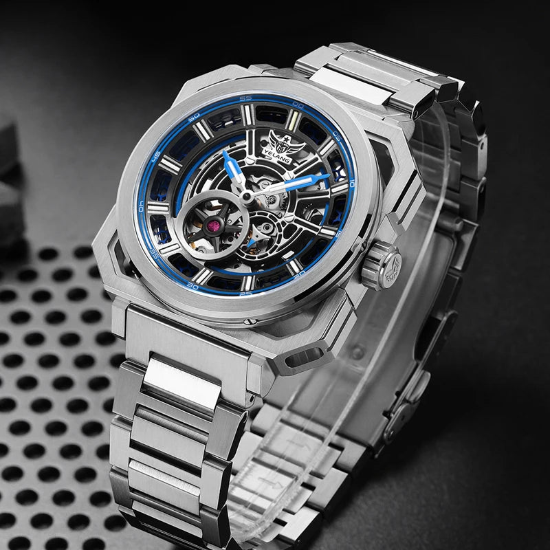 Yelang V1216 Men Watch Luxury Brand Watch 42mm Hollow Dial Japan MIYOTA 8N40 Automatic Movement 100M Waterproof Watch Luminous
