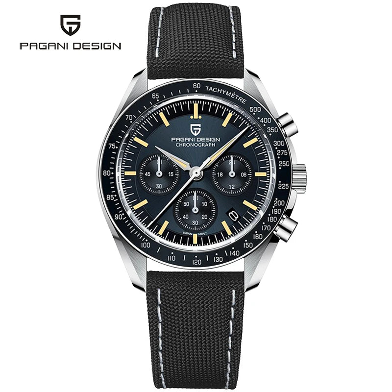 PAGANI DESIGN 2026 New Meteorite pattern dial Luxury Quartz Watch For Men Speed Sport Chronograph AR Sapphire crystal Wristwatch