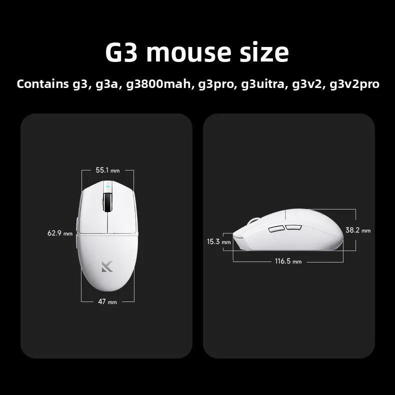 MCHOSE G3 V2 PRO brezžična miška Bluetooth s tremi načini povezave, ergonomska in lahka, za prenosnik, pisarno, gaming in računalniške dodatke