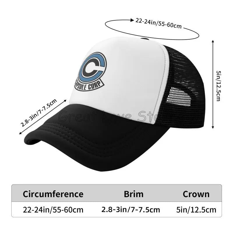 Capsule Corp Mesh-baseballkepsar Unisex Hip-Hop-truckerhatt Anime DBZ Dad Hat Justerbar racingkeps Sommartrucker Snapback-kepsar