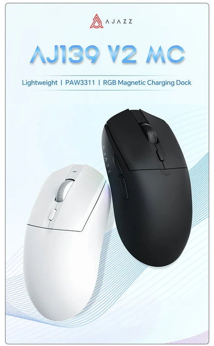 Langaton pelihiiri AJAZZ AJ139 V2 MC/AJ139 PRO, PAW3311/PAW3395-sensori, 12000DPI/26000DPI, 500mAh, Bluetooth-hiiri PC:lle