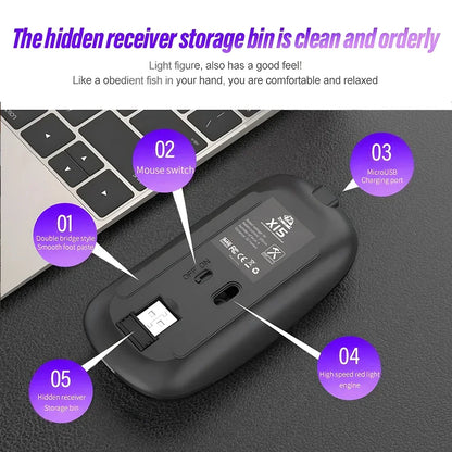 Wireless Mouse Rechargeable Dual Modes Bluetooth-compatible 2.4G USB Computer Mice For Laptop iPad Tablet Notebook Gaming Mouse