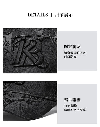 Casquette de baseball haute de mode brodée pour homme, imprimé noix de cajou, casquette décontractée d'extérieur, bordure sur le devant, toutes saisons