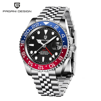 Montre automatique PAGANI DESIGN GMT 1662, montre-bracelet pour homme de 40 mm, étanche jusqu'à 100 m, montres-bracelets mécaniques pour homme Cloc