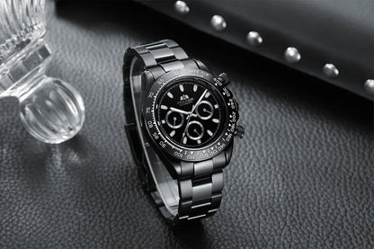 Automatic Mens Watch Self Wind Mechanical Gold Stainless Steel Glacier Ice Blue Dial Chestnut Brown Bezel Luminous Men Watches