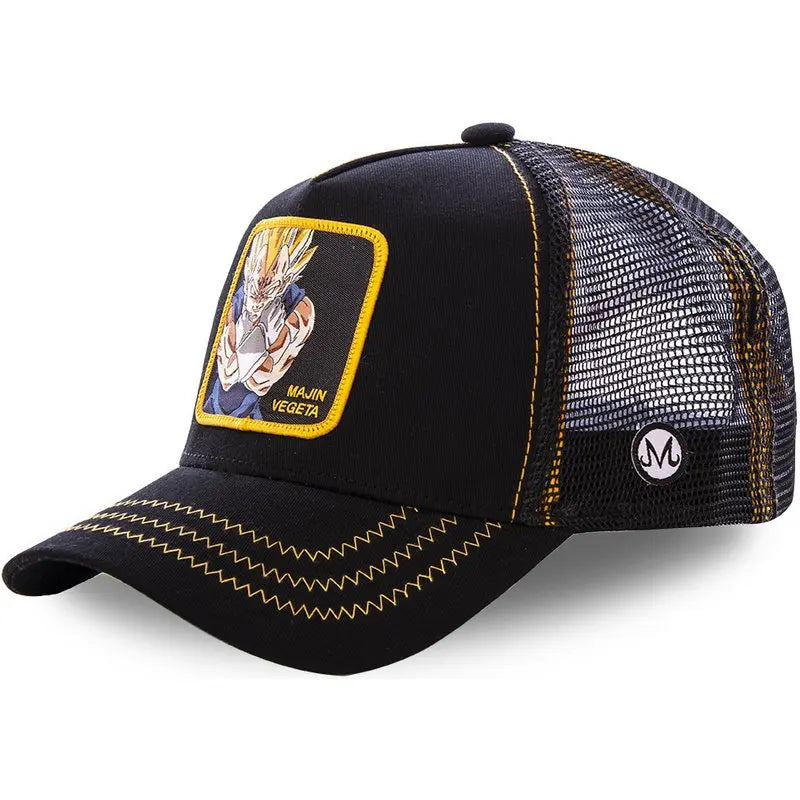 Dragon Ball Son Goku-Kappe, Sommer-Reisekappe mit Schirm, Herren-Kappe mit Stickerei, im Hip-Hop-Stil, Sonnenvisier, verstellbare Trucker-Kappe aus Netzstoff