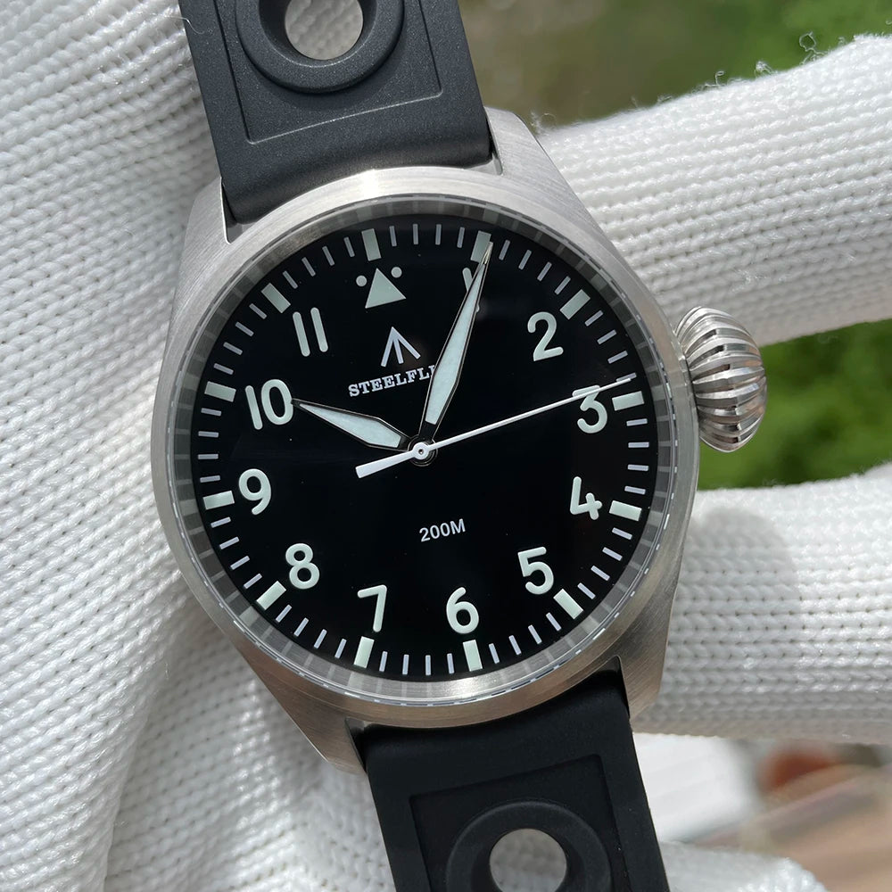 STEELFLIER Official SF743 Quartz Pilot VH31 Steel Strap Onion Crown 20Bar Waterproof Sapphire Crystal Luxury Dive Luminous Watch