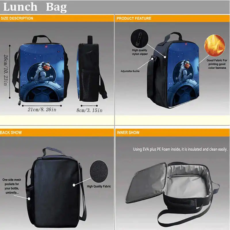 Lunchbags für Kinder, Cartoon-Fort-nite-Schul- und Picknicktaschen für Mädchen und Jungen, isolierte Kühltaschen für Kinder, tragbar und leicht