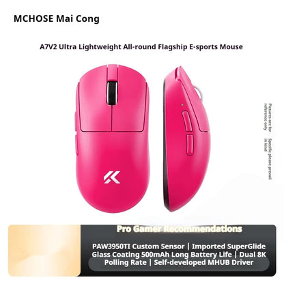 Bezdrôtová myš MCHOSE A7 V2 Ultra+ Tri-Mode Lightweight Paw3950 Ti 42000dpi 500mah pre PC, e-šport a notebook – herná myš a príslušenstvo