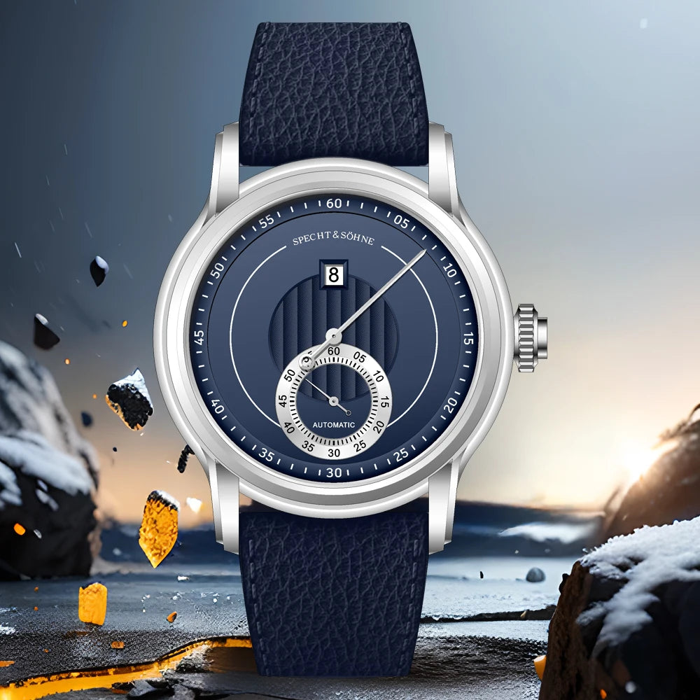 Novidade 2026 Relógio de Luxo Specht & Söhne Jump Hour Automático Mecânico para Homem, Cristal de Safira, Relógio de Pulso em Aço Inoxidável