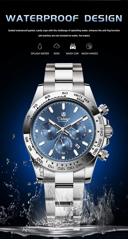 Watch For Men Luxury Stainless Steel Clock Fashion Casual Multi-functional Design Automatic Mechanical Wristwatch