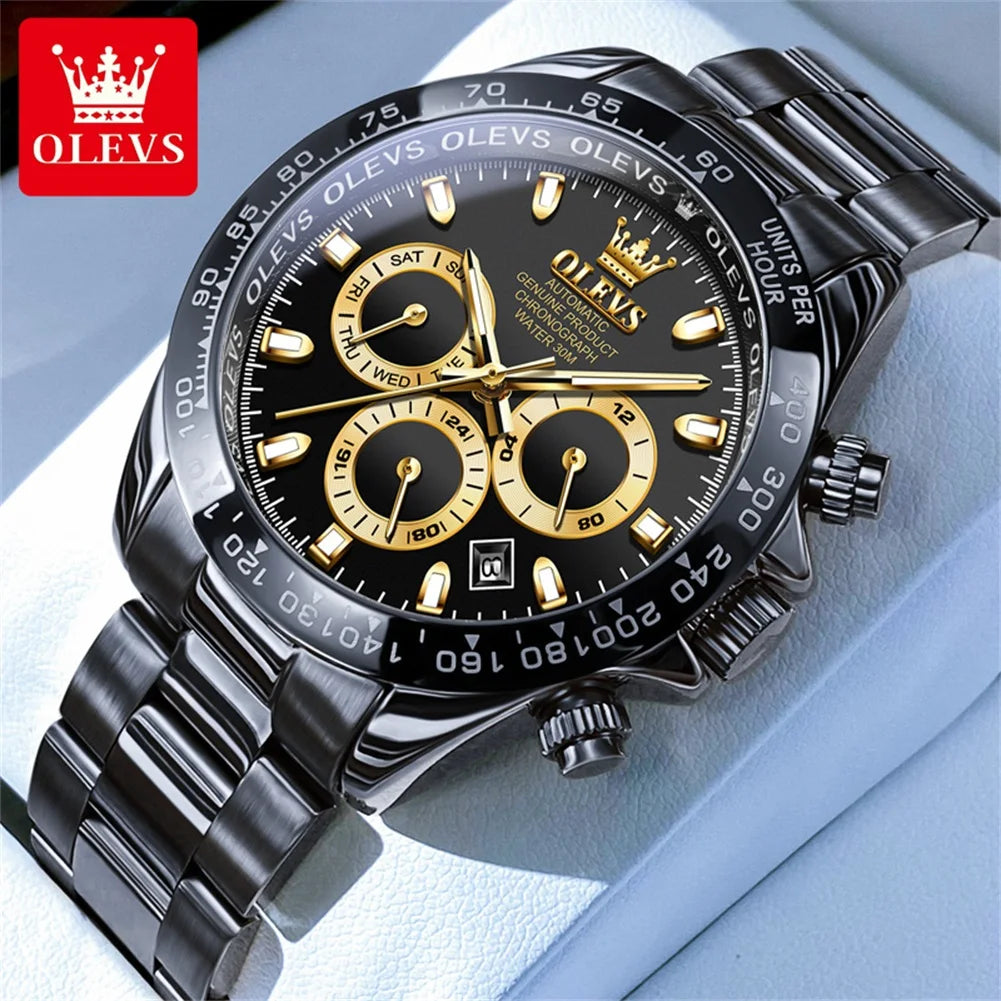 OLEVS 6638 Original Brand Classic Man Watch Luxury Automatic Mechanical Wrist Watches for Men Chronograph Waterproof Men's Watch