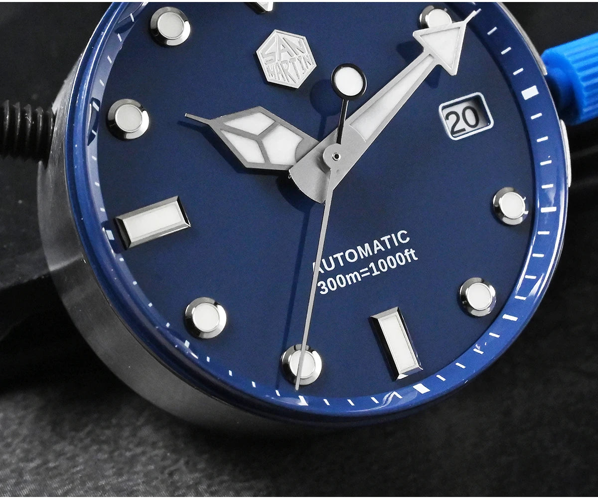 San Martin New 40-44mm Luxury Men's Diver Watch, Classic High Quality NH35 YN55 Automatic Mechanical, Sapphire, BGW-X1, 20Bar