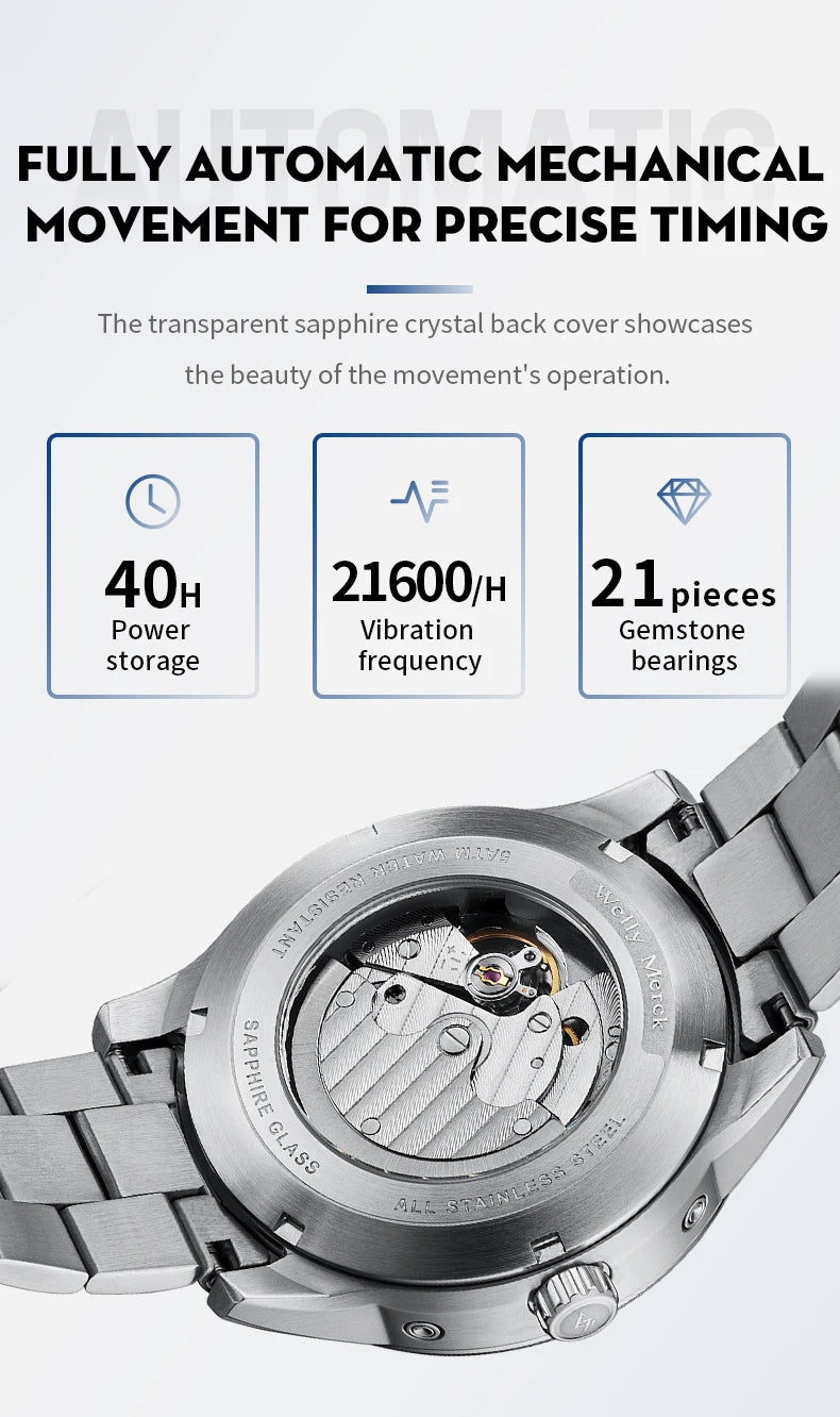 WM Watch Automatic Mechanical Watches Waterproof Multifunctional Business Men's Watches Watch WM160M