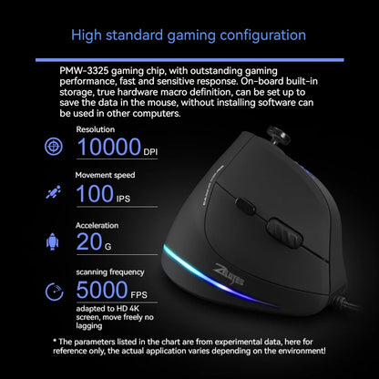 ZELOTES C-18 Vertical Mouse 11 Key Optical Mouse RGB Joysticks Programmable Laser Gaming Mice For PC Computer Gamer