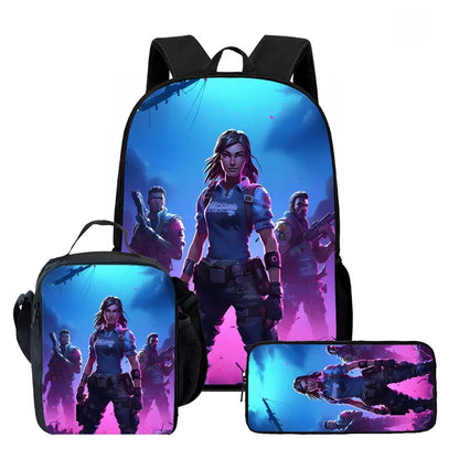 Fortnite Cartoon 3pcs Backpack Set for Boys Girls Unisex Including School Bag Lunch Bag Pencil Case Suitable for ages 5-8