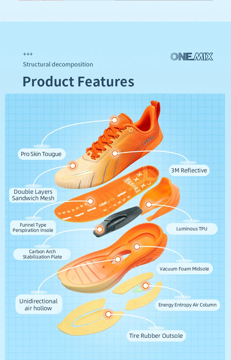ONEMIX: nuevas zapatillas de running con amortiguación para hombre, adecuadas para corredores intensivos; zapatillas deportivas con cordones para mujer; zapatillas deportivas antideslizantes para hombre, para uso al aire libre.