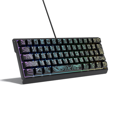 60% compact wired keyboard with RGB backlighting and gradient keycaps suitable for Windows tablets, laptops, and gamers.