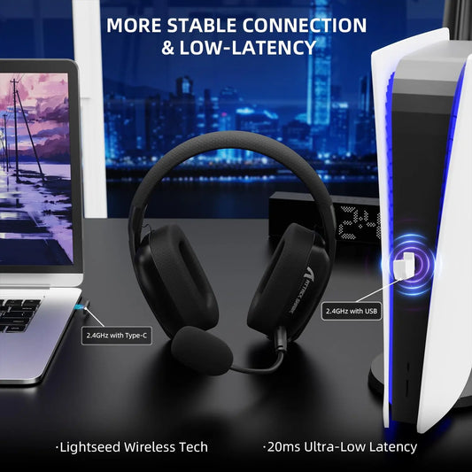 ATTACK SHARK L80PRO Wireless Gaming Headset Tri-Mode Bluetooth Gaming Headphones with Dual Microphone, Low Latency, Premium Gaming Audio