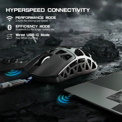 Mysz gamingowa ATTACK SHARK R3 ze stopu magnezu 8K SUPERLIGHT 8000Hz 6 regulowanych poziomów DPI do 26000 PAW3395 BT/2.4G bezprzewodowa/przewodowa