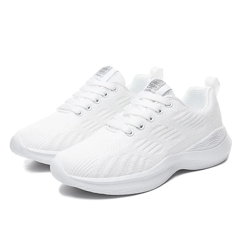 Adidași ușori de damă, la modă, pentru alergare, pantofi sport pentru activități în aer liber, pantofi de alergare confortabili din plasă respirabilă, cu pernă de aer și șireturi