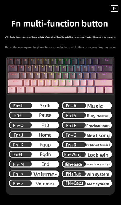 Keyboard Bluetooth Wireless Mechanical keyboards rgb Gamer teclado para tablet mecanico 60% ipad Backlit Mini usb key board