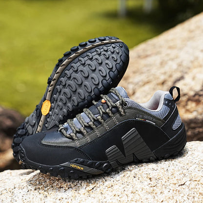 Scarpe da alpinismo da uomo in vera pelle per sport all'aria aperta, antiscivolo, da alpinismo ed escursionismo, scarpe traspiranti da turismo